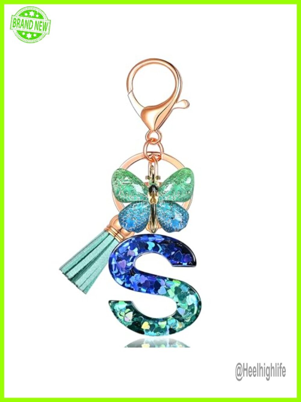 Butterfly Initial Letter Keychain Tassel Bag Charm Resin Accessory Gift for